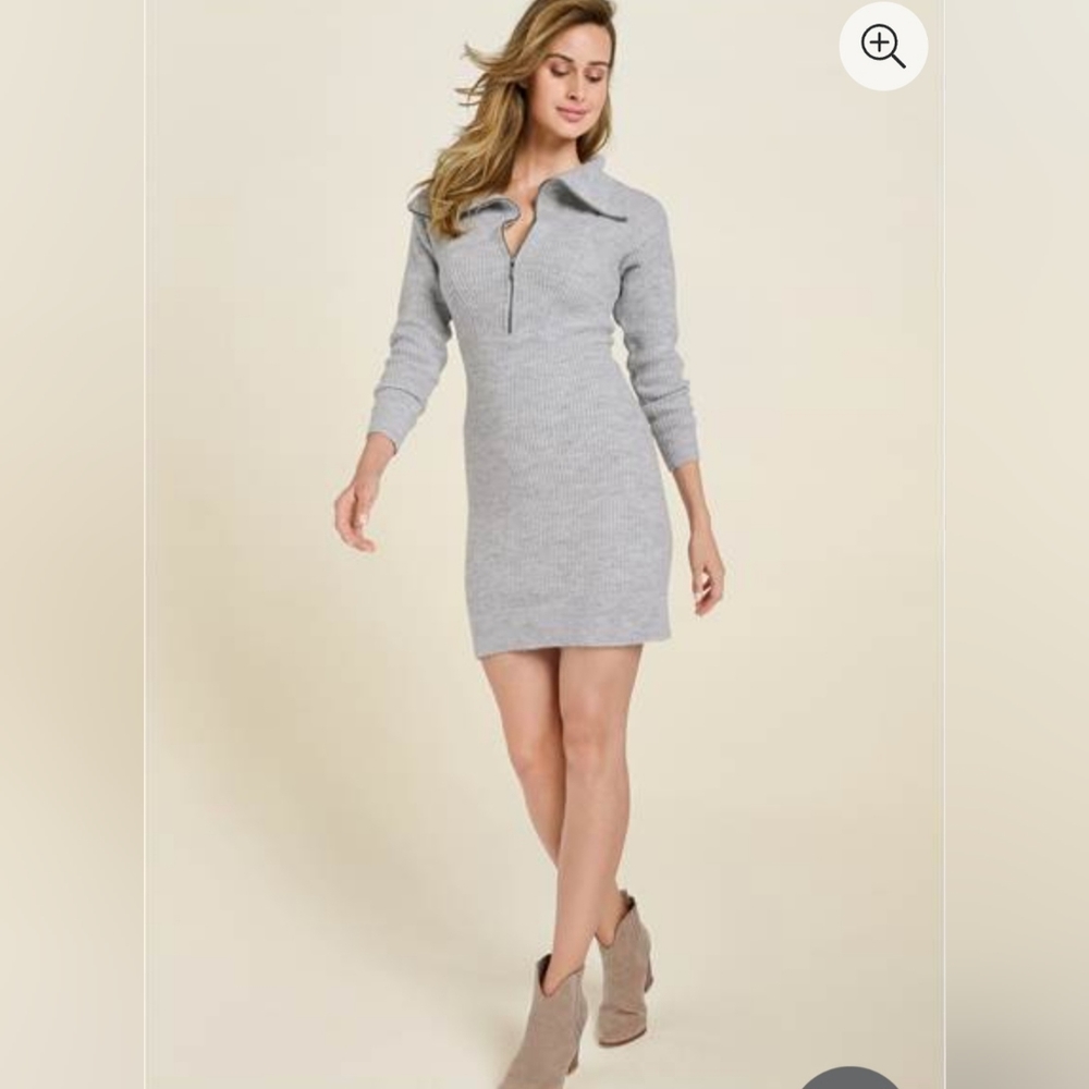 Zip front sweater dress